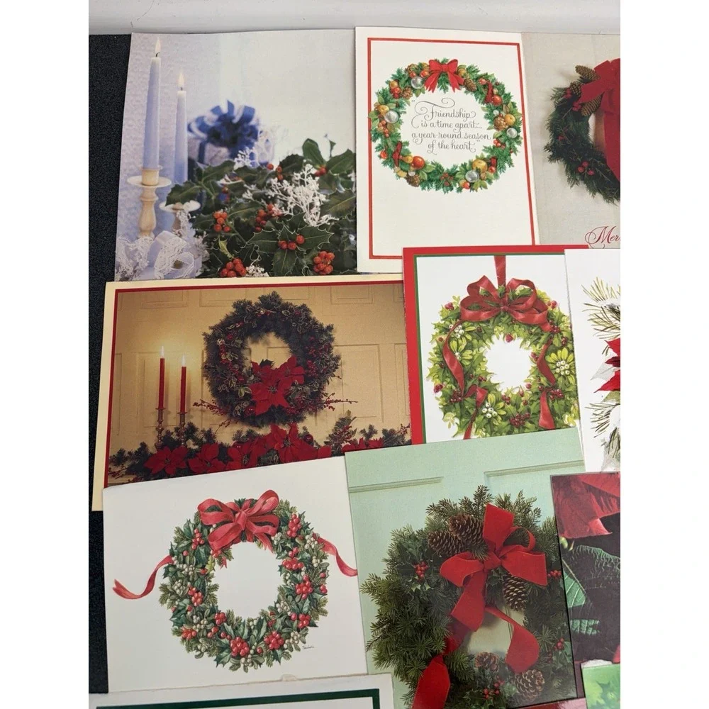 Vintage Christmas Cards Fronts ONLY Greenery Trees Wreaths Scrapbook Crafts 50+